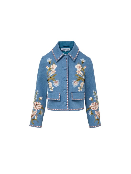 Veronica Beard Jackets & Blazers - Veronica Beard Vikaria Embroidered Floral Cropped Blazer